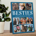 Besties Gift | Best Friends Forever Plaque<br><div class="desc">Personalized friendship photo plaque featuring a modern blue background that can be changed to any color,  9 pictures of you and your bestie,  and a cute best friend quote.</div>