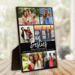 BESTIES Gift for Best Friends Script Photo Collage Plaque<br><div class="desc">6 of your favorite photos with a trendy hand written script reading BESTIES with your names and another line of custom text below. Great gift for friends!</div>