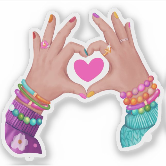 Besties Hands Making Heart Love Friends Lover Girl Sticker (Front)
