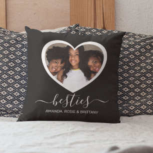 Besties heart Photo Throw Pillow