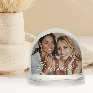 Besties Heart Two Photo Keepsake Snow Globe