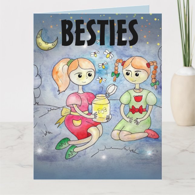 BESTIES LIGHTENING BUGS FIREFLIES BIRTHDAY CARDS (Front)