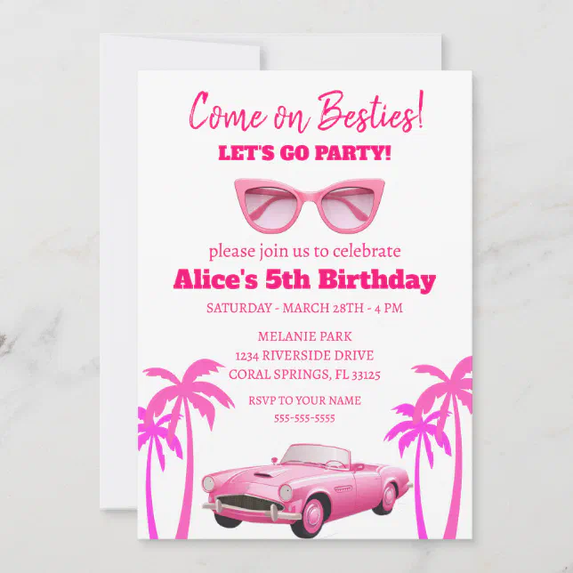 Besties Malibu doll beach birthday Invitation | Zazzle