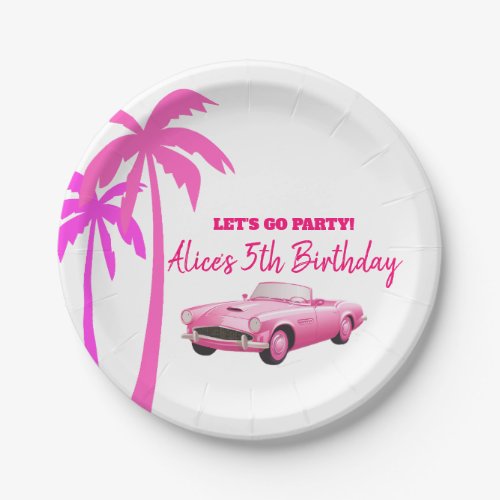 Besties Malibu Pink Doll Beach Birthday Paper Plates