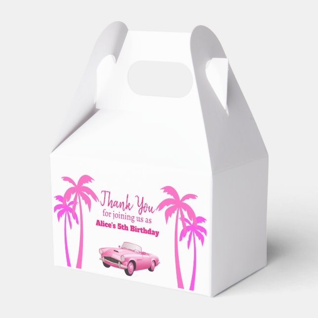 Besties Malibu Pink Doll Beach Favor Boxes (Front Side)