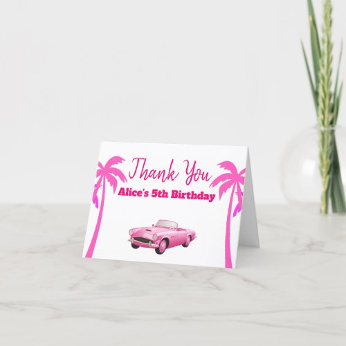 Besties Malibu Pink Doll Beach Thank You Card