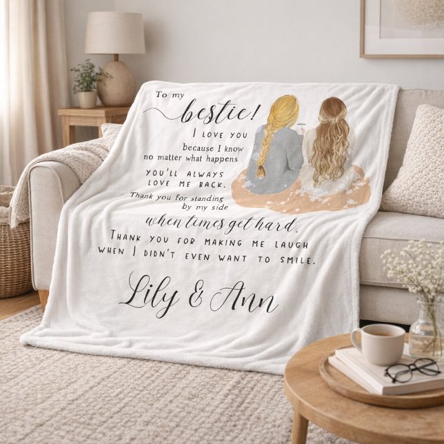 Besties Modern and Trendy  Best Friends bff  Fleece Blanket (Creator Uploaded)