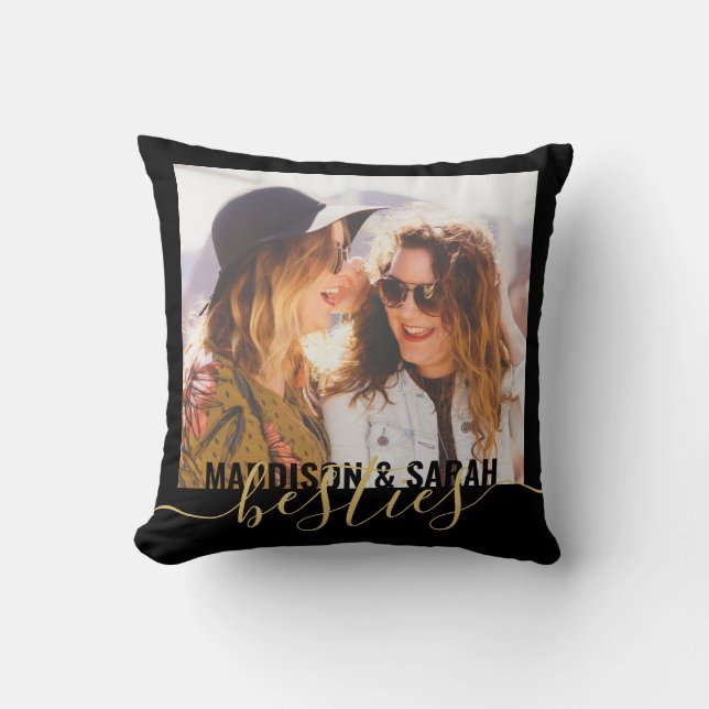 Besties Modern Best Friends Personalized Throw Pillow (Front)
