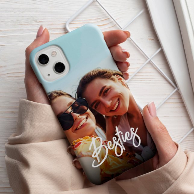 Besties Modern Script Best Friends Photo  Case-Mate iPhone Case (Creator Uploaded)
