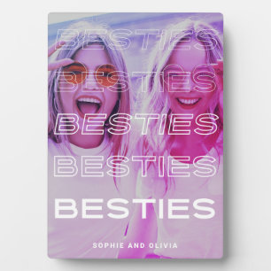 Besties   Modern Text and Colorful Photo Effect Plaque