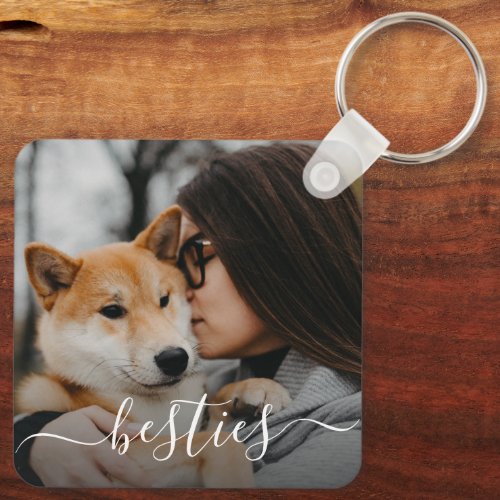 Besties Mom And Dog Photo Keychain
