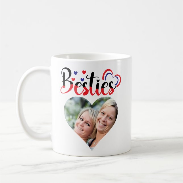Besties Mom Daughter Valentine Custom Photo Coffee Mug (Left)