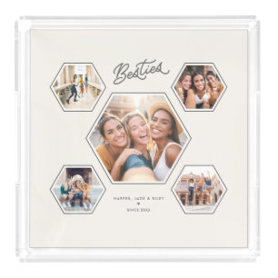 Besties Personalized 5 Photo Friendship Keepsake Acrylic Tray
