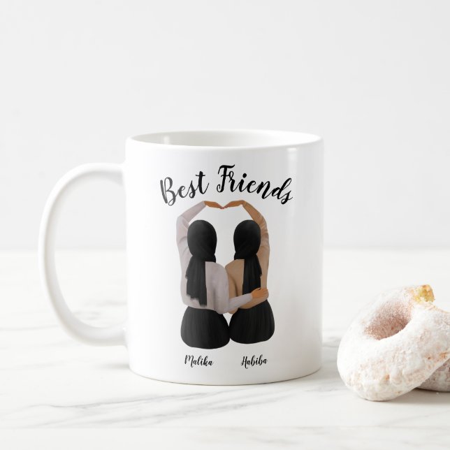 Besties Personalized Hijabi Gift Coffee Mug (With Donut)
