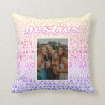 Besties Photo Best Friend Friendship Throw Pillow<br><div class="desc">Decorative throw pillow in a colorful ombre "besties" design with a photo of you and your best friends. Pillow reverses to coordinating ombre pattern design on the back.</div>