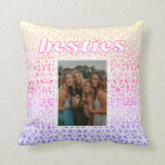 Besties Photo Best Friend Friendship Throw Pillow<br><div class="desc">Decorative throw pillow in a colorful ombre "besties" design with a photo of you and your best friends. Pillow reverses to coordinating ombre pattern design on the back.</div>