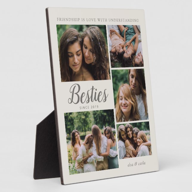 Besties Photo Collage Best Friend Friendship Quote Plaque (Side)