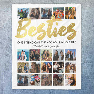Besties Photo Collage Best Friends Fleece Blanket