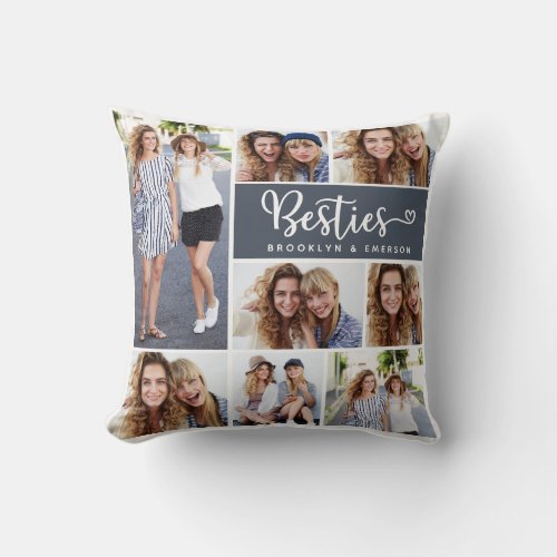 Besties Photo Collage Best Friends  Throw Pillow