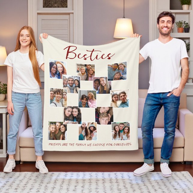 Besties Photo Collage Cream Fleece Blanket (Creator Uploaded)