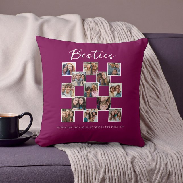 Besties Photo Collage modern friensgiving Throw Pillow (Creator Uploaded)