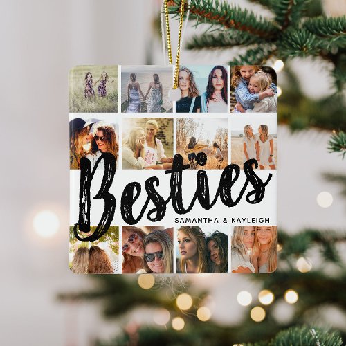 BESTIES Photo Collage  Names  BFF Christmas Ceramic Ornament