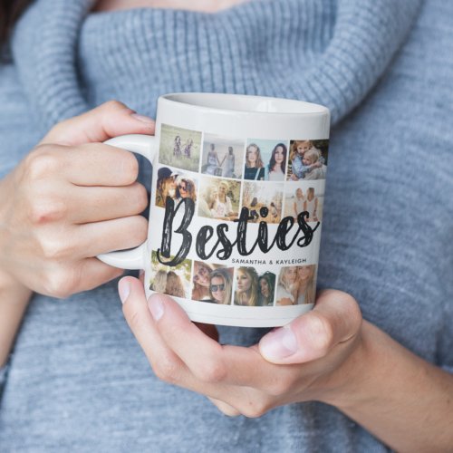 BESTIES Photo Collage  Names  BFF Coffee Mug