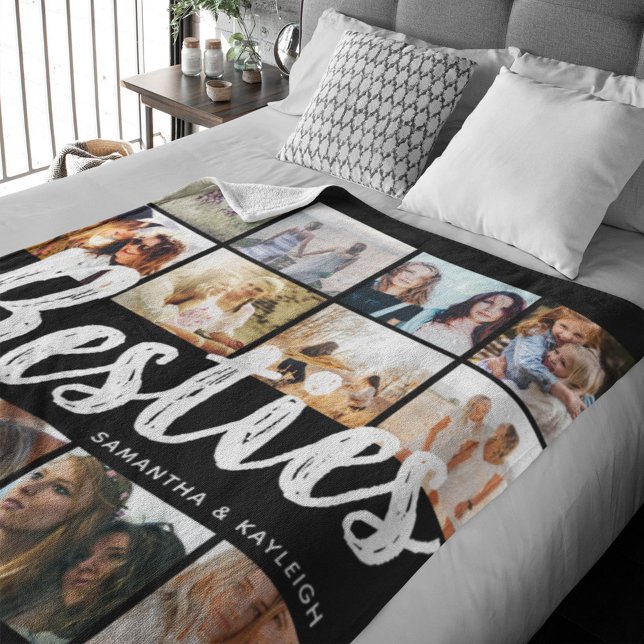 BESTIES, Photo Collage & Names | BFF Fleece Blanket (Creator Uploaded)