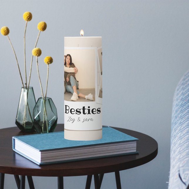 BESTIES, Photo Collage & Names | BFF  Pillar Candle (Creator Uploaded)