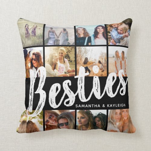 BESTIES, Photo Collage & Names | BFF Throw Pillow