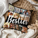 BESTIES, Photo Collage & Names | BFF Throw Pillow<br><div class="desc">Besties are priceless - If your lucky enough to have one, let them know how much they mean to you with this trendy 'Best Friends' pillow. Featuring 12 square photographs of your choice, which are easily downloaded from your phone or computer, the text 'bestie' in big modern lettering on a...</div>
