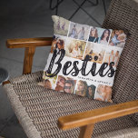 BESTIES, Photo Collage & Names | BFF Throw Pillow<br><div class="desc">Besties are priceless - If your lucky enough to have one, let them know how much they mean to you with this trendy 'Best Friends' pillow. Featuring 12 square photographs of your choice, which are easily downloaded from your phone or computer, the text 'bestie' in big modern lettering on a...</div>