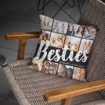 BESTIES, Photo Collage & Names | BFF Throw Pillow<br><div class="desc">Besties are priceless - If your lucky enough to have one, let them know how much they mean to you with this trendy 'Best Friends' pillow. Featuring 12 square photographs of your choice, which are easily downloaded from your phone or computer, the text 'bestie' in big modern lettering on a...</div>