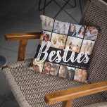 BESTIES, Photo Collage & Names | BFF Throw Pillow<br><div class="desc">Besties are priceless - If you're lucky enough to have one, let them know how much they mean to you with this trendy 'Best Friends' pillow. Featuring 12 square photographs of your choice, which are easily downloaded from your phone or computer, the text 'bestie' in big modern lettering on a...</div>