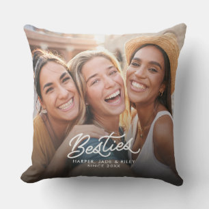 Besties Photo Personalized Friends Names & Year Throw Pillow