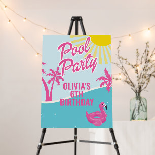 Besties pink malibu pool party birthday foam board