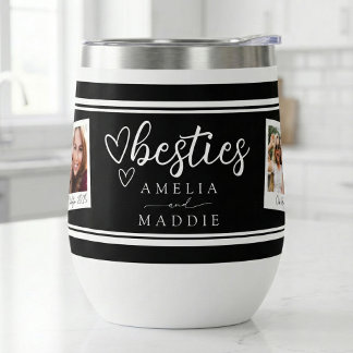 Besties Polaroid Photo Collage Wine Tumbler
