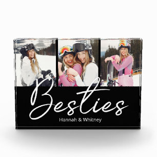 Besties Script Custom Photo Collage Poster Block
