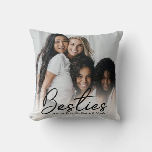 Besties Script Custom Photo Throw Pillow