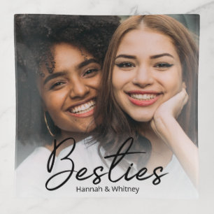 Besties Script Custom Photo  Trinket Trays