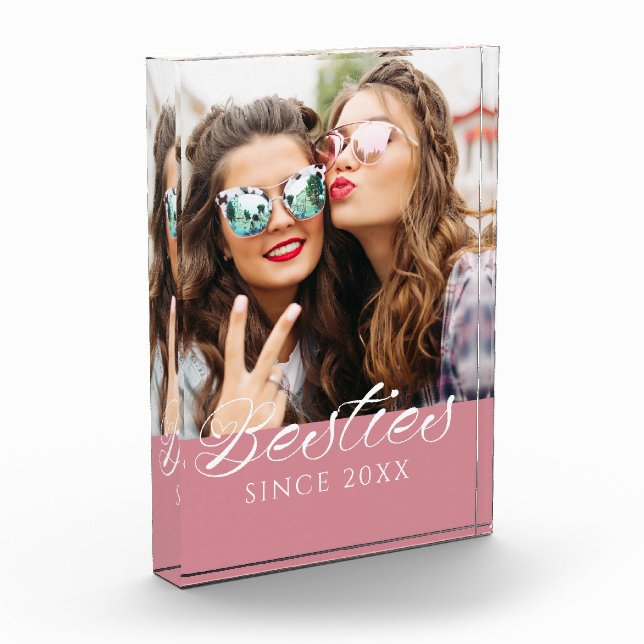 Besties Since – Dusty Pink Friendship Gift Photo Block (Left)