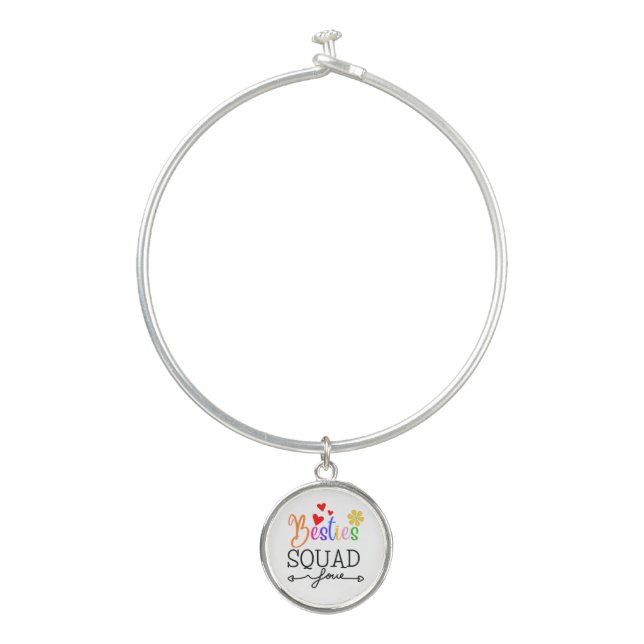 Besties squad, BFF, Friendship, Gift for friend Bangle Bracelet (Front)
