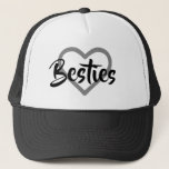 Besties. Trucker Hat<br><div class="desc">Great gift for you and your "Bestie". Show your best friend,  that you really care,  with this trendy hat. Features a heart image,  with the word,  "Besties." Stylish in simple Black and White.</div>