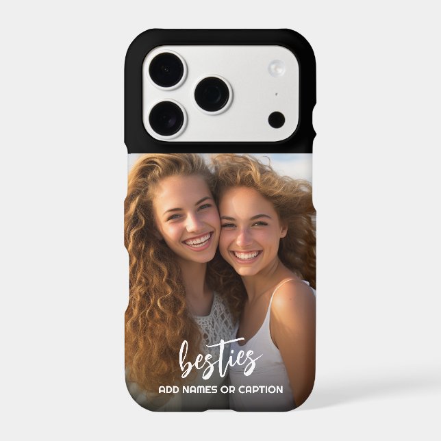 Besties with Photo and Custom Text - Script Iphone Case (Back)