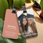 Besties with Photo and Custom Text - Script Luggage Tag<br><div class="desc">Add one party pic on then add text. A fun script says "besties" but can be changes. If you need to adjust the artwork or change the font,  you can click on the customize area. This will take you to the design tool where you can make many changes.</div>