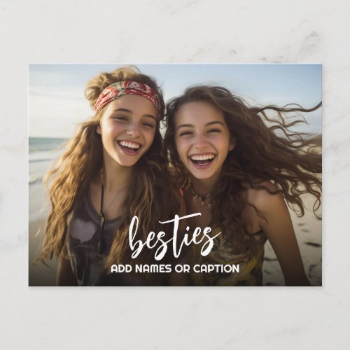 Besties with Photo and Custom Text - Script Postcard