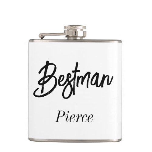 Bestman Black White Wedding Groomsmen Flask