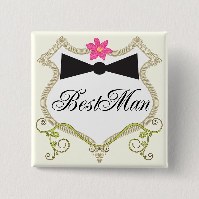 BestMan BowTie Wedding Badges Button (Front)