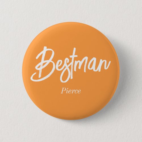 Bestman Orange White Wedding Button