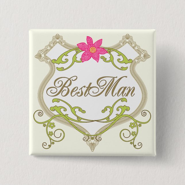 BestMan Wedding Badges Pinback Button (Front)
